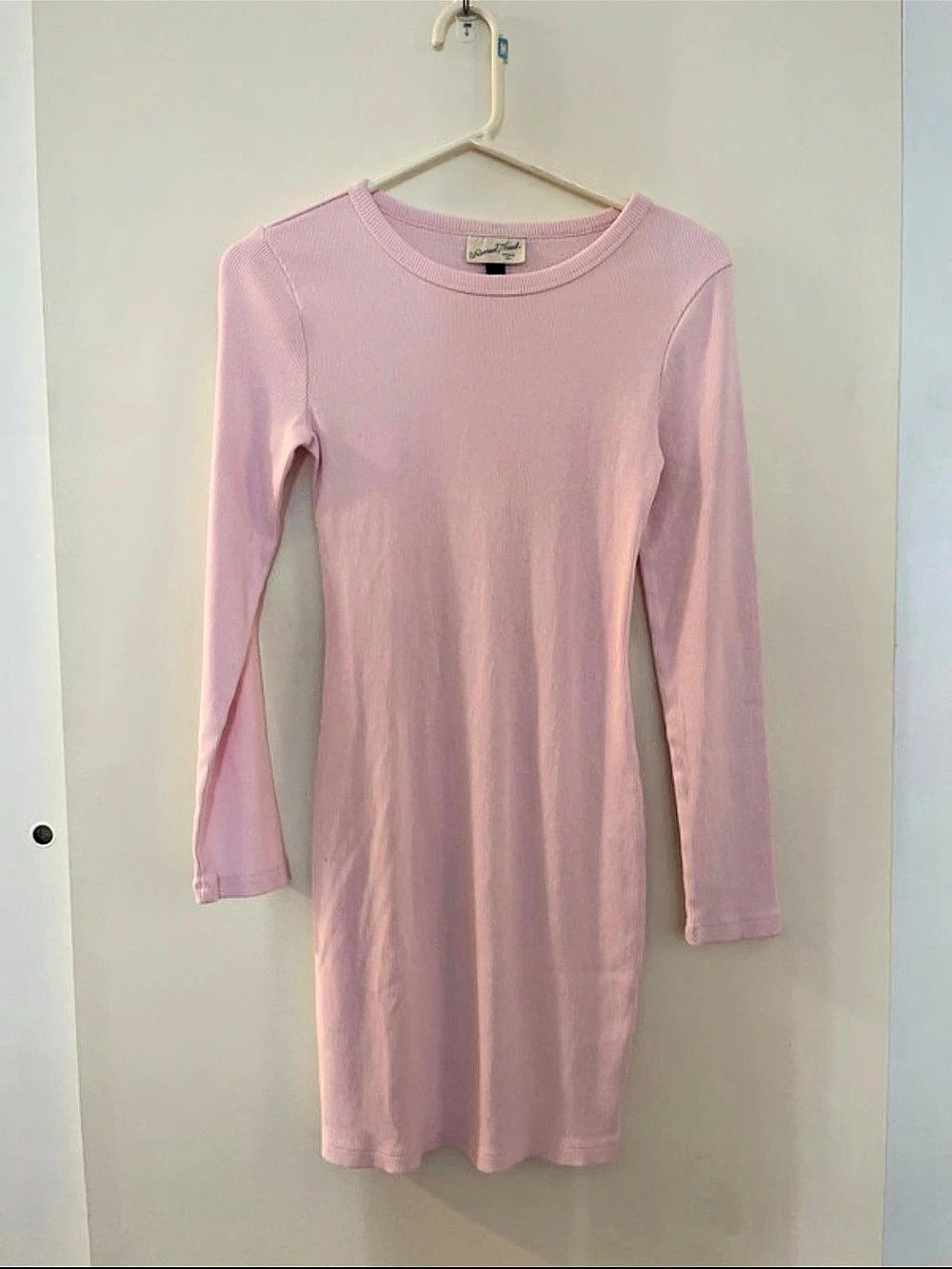 Universal Thread Long Sleeve Mini Rib-Knit Bodycon Dress Pink Small Like New